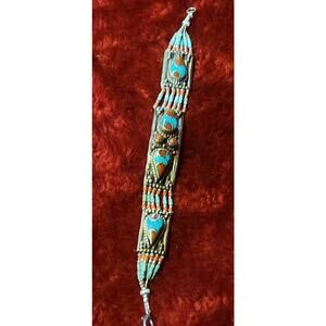 Sterling Silver .925 Coral, Turquoise Bracelet Balinese Made